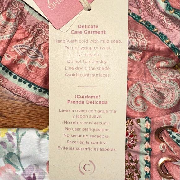 NWT Cosita Linda Embroidered Beaded Ruffle Triangle Top & Bottom Bikini Size M - Picture 15 of 16